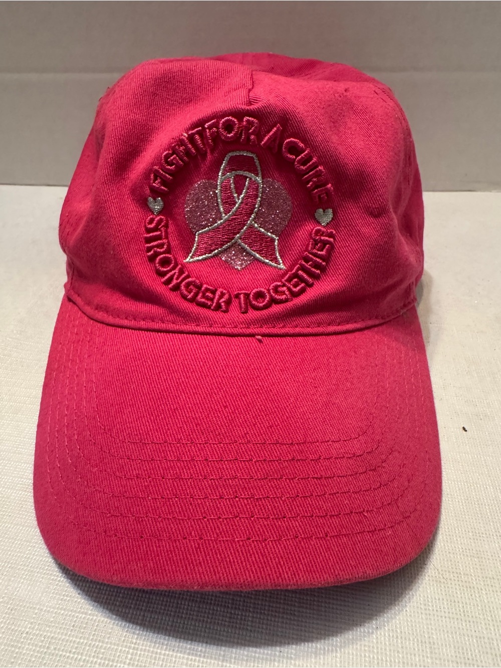 Support The Cure Hat Pink Breast Cancer Awareness Fight For A Cure Cap EUC